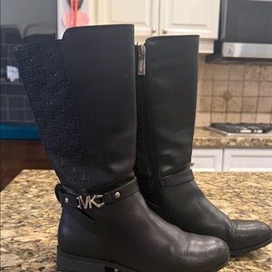 Michael Kors Black Heeled Boots with Logo Detail